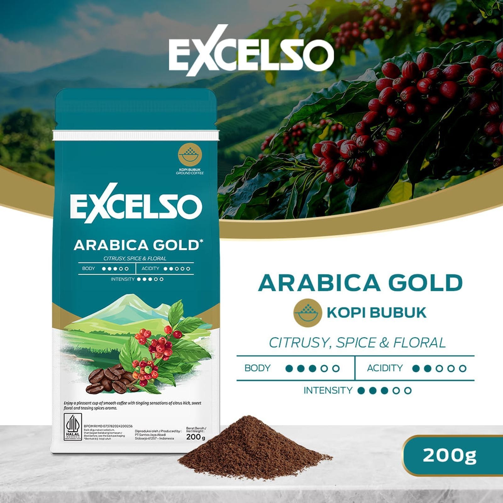 EXCELSO Indonesia Coffee Arabica Gold 200g Whole Beans or Ground Coffee