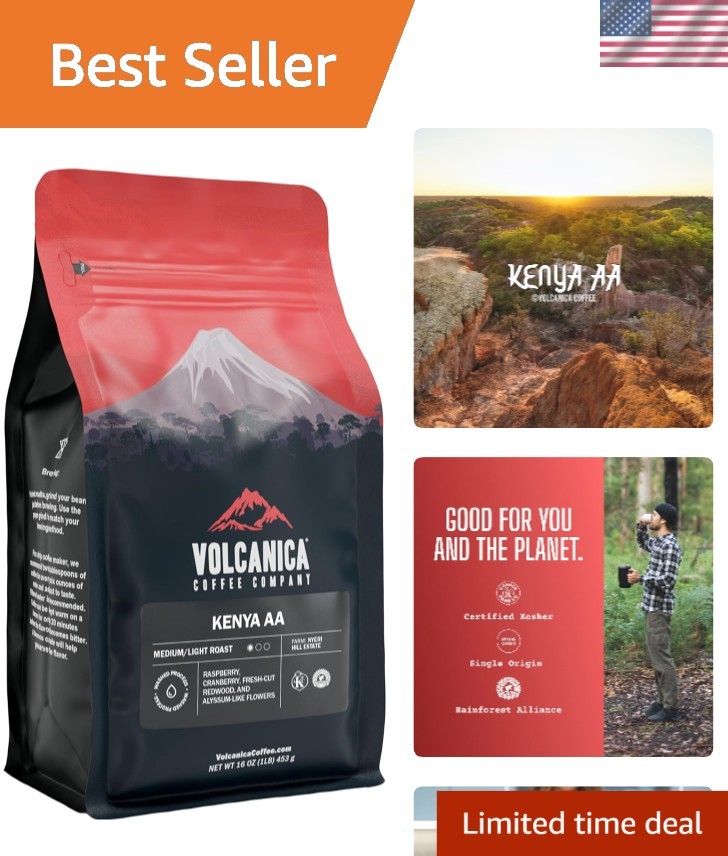 16oz Ground Kenya AA Coffee – Medium Roast with Flavors of Fresh-cut Redwood