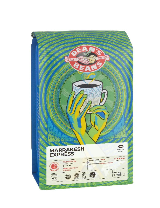 Dean’s Beans Organic Marrakesh Express Dark Roast Coffee Whole Bean Ground 1lb