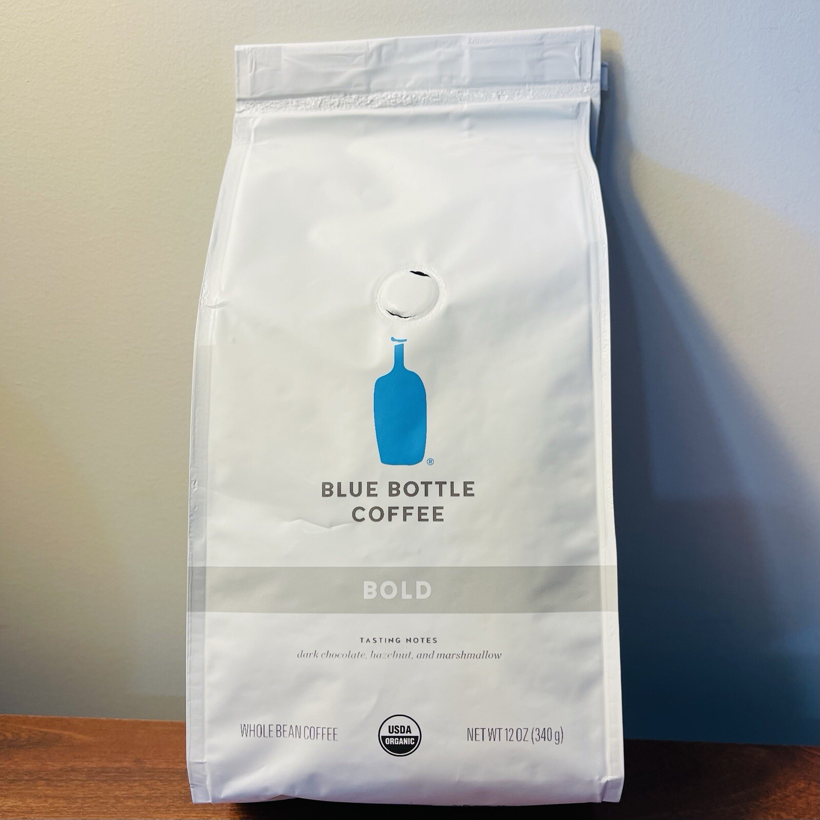 Blue Bottle Whole Bean Organic Coffee, Bold, Dark Roast, 12 Ounce bag