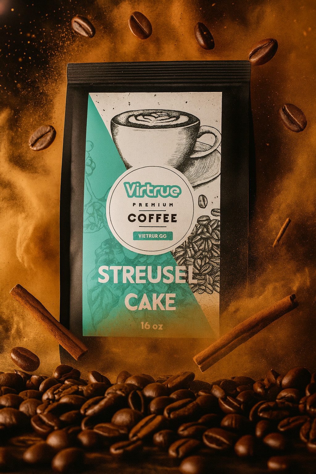 Cinnamon Cake Flavored Coffee 16oz – Ground or Whole Bean – 5 Stars – Fast Ship