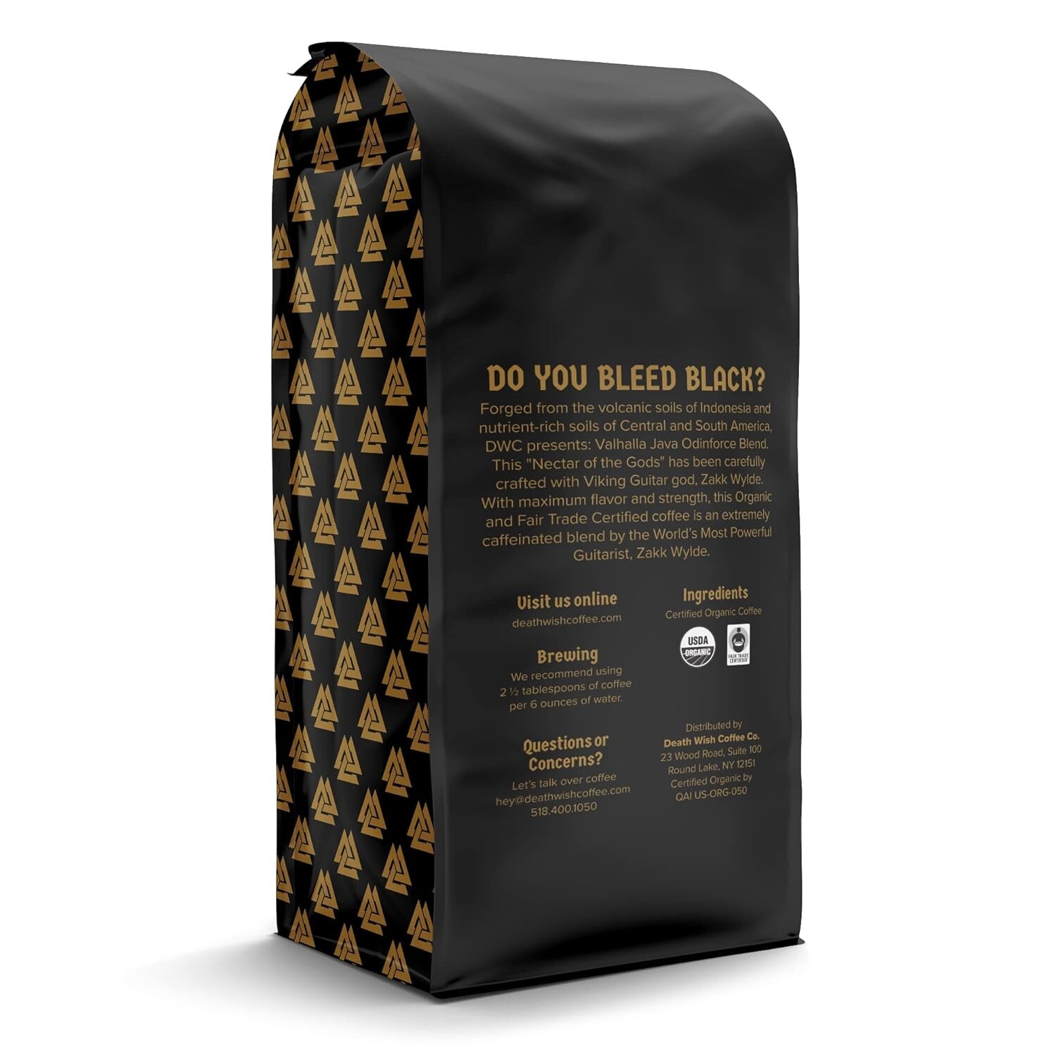 Death Wish Coffee Valhalla Java Dark Roast Ground Coffee 12Oz Bold & Intense NEW