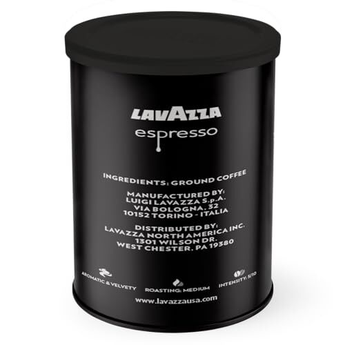 Lavazza Espresso Medium Roast Ground Coffee 100% Arabica 8 oz Tin 6 Pack