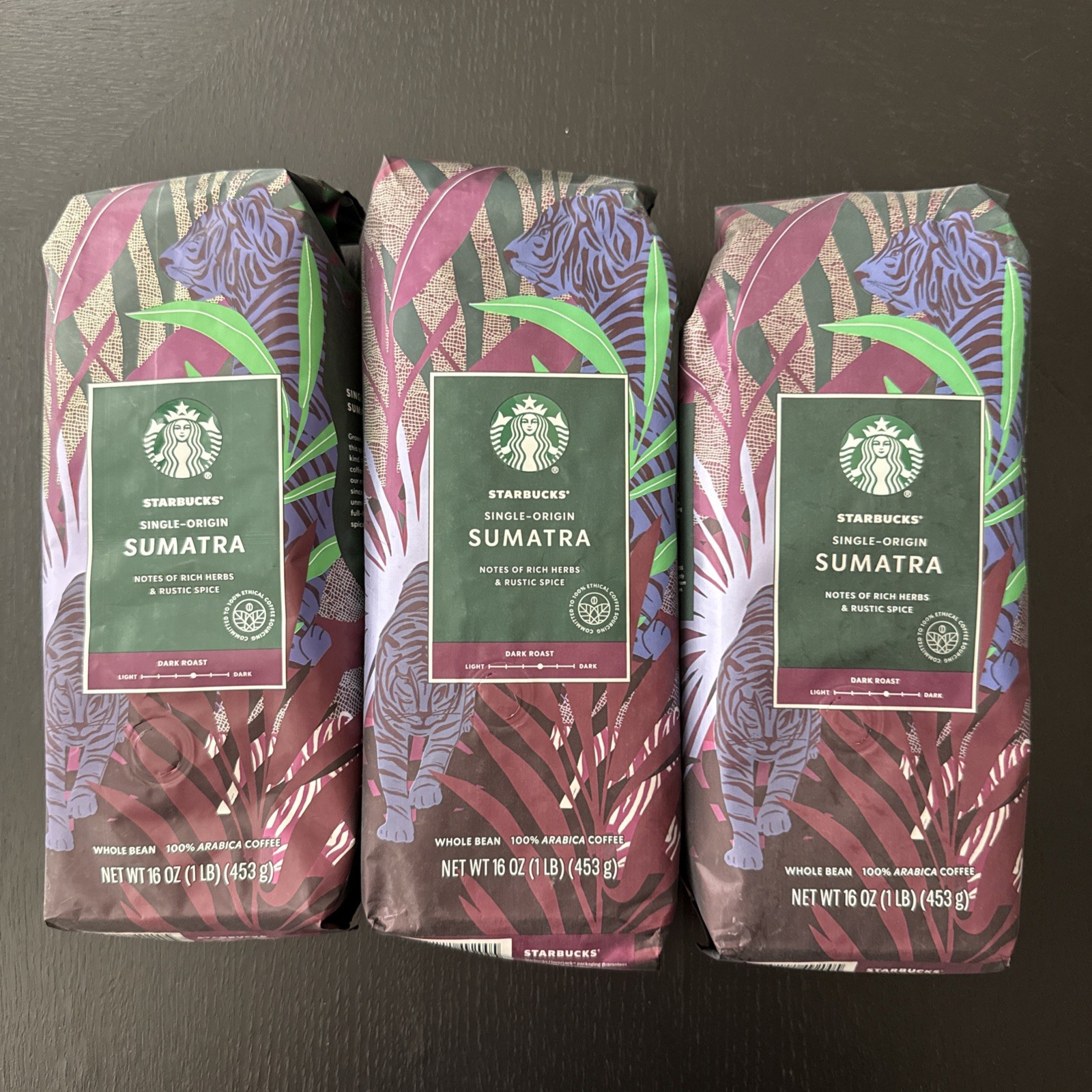 New Starbucks Coffee Sumatra Single-Origin Whole Bean – 3 Bags – NOV/DEC 2026