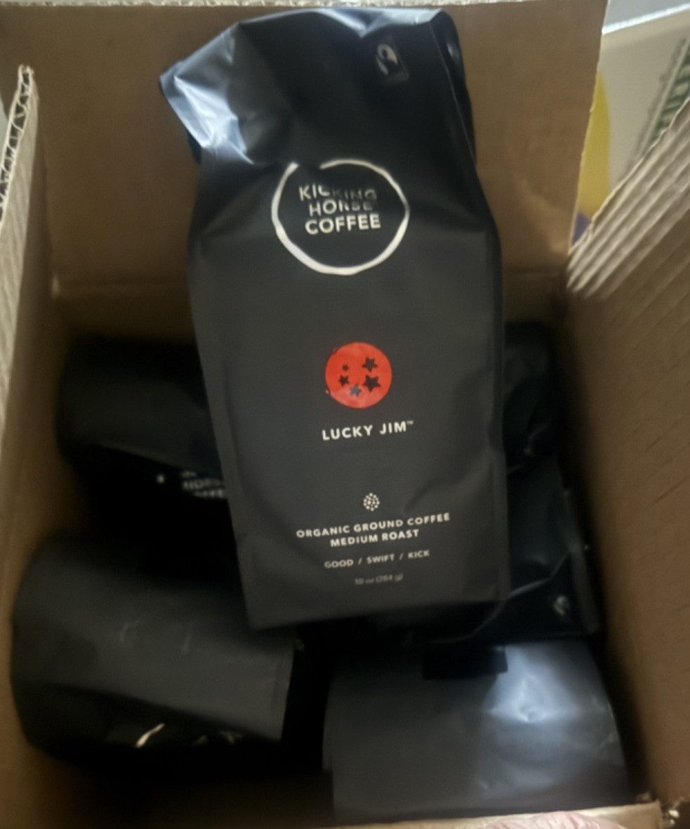 6 -Kicking Horse Coffee Lucky Jim Medium Roast Ground 10oz Certified Organic