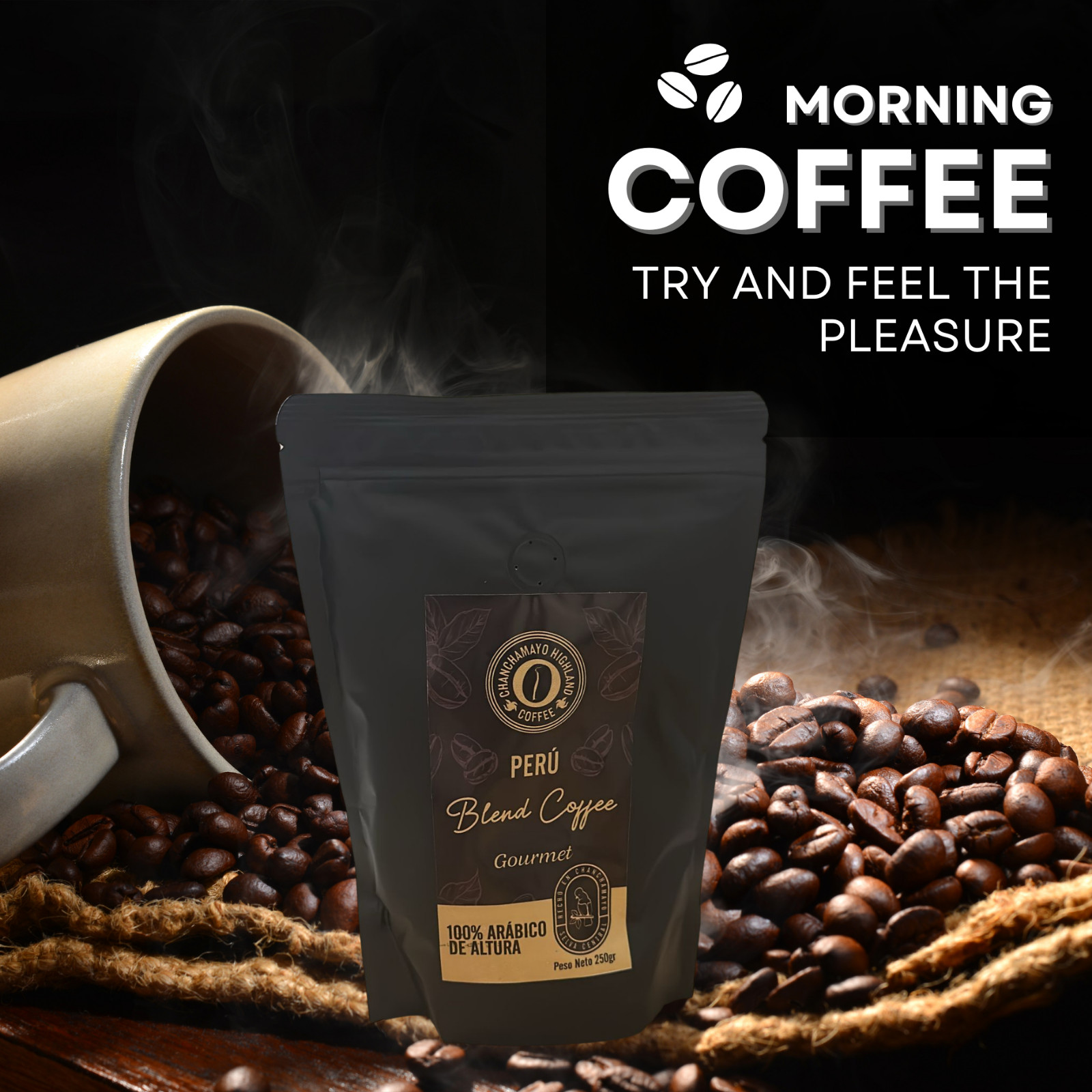 250g Peru Blend Coffee Roasted Bean Arabica Gourmet Blend Home Flavor Fun Gift