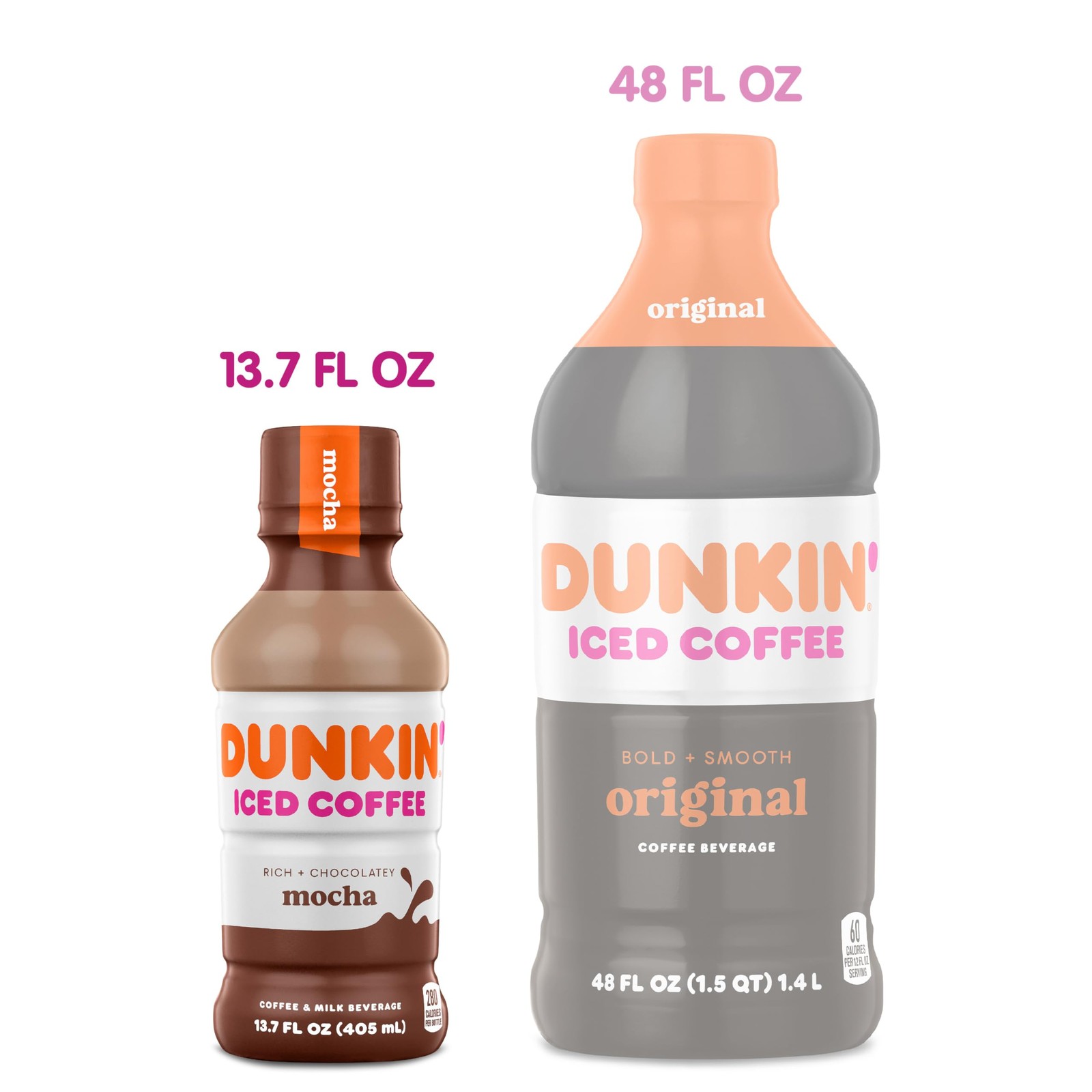 Dunkin’ Mocha Iced Coffee Bottle, 13.7 fl oz, 12 Pack
