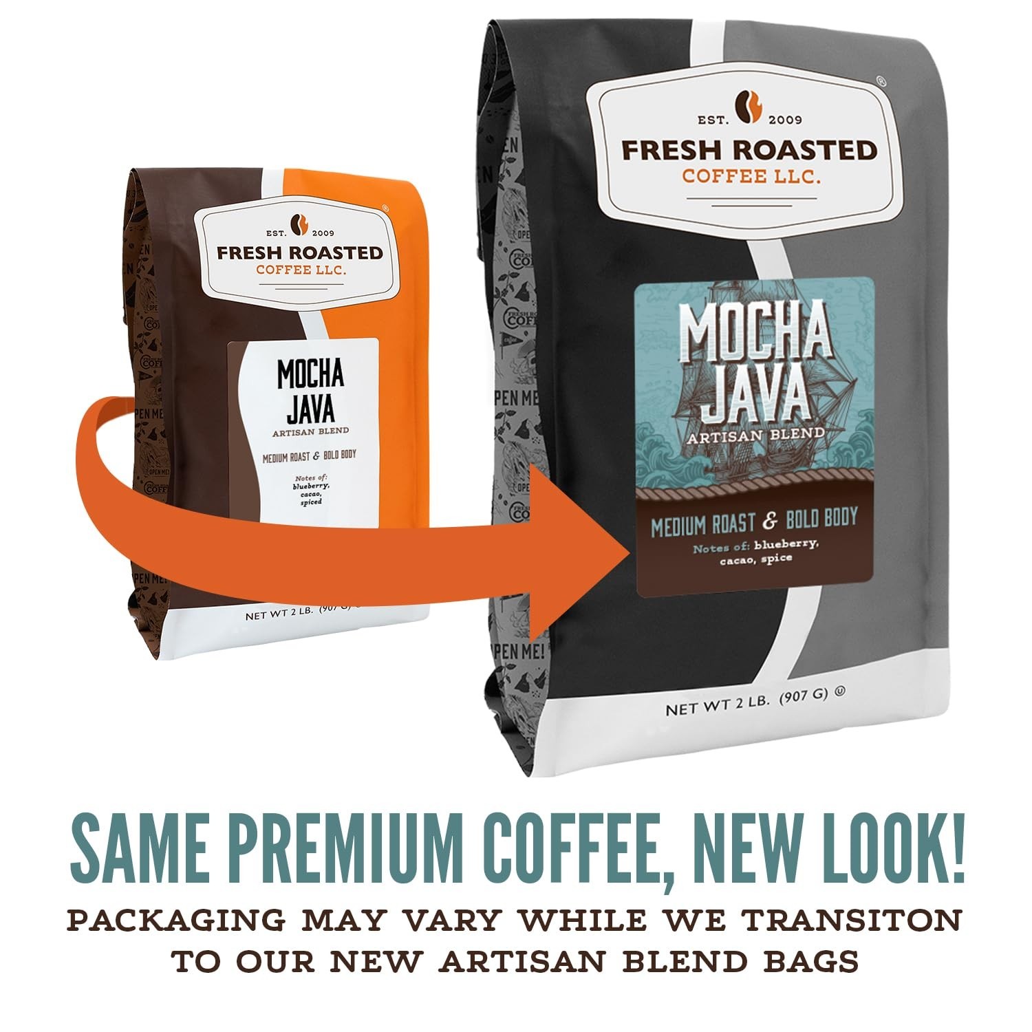 Kosher Mocha Java Coffee Beans – 80oz Medium Roast, Artisan Blend, Cacao Flavor