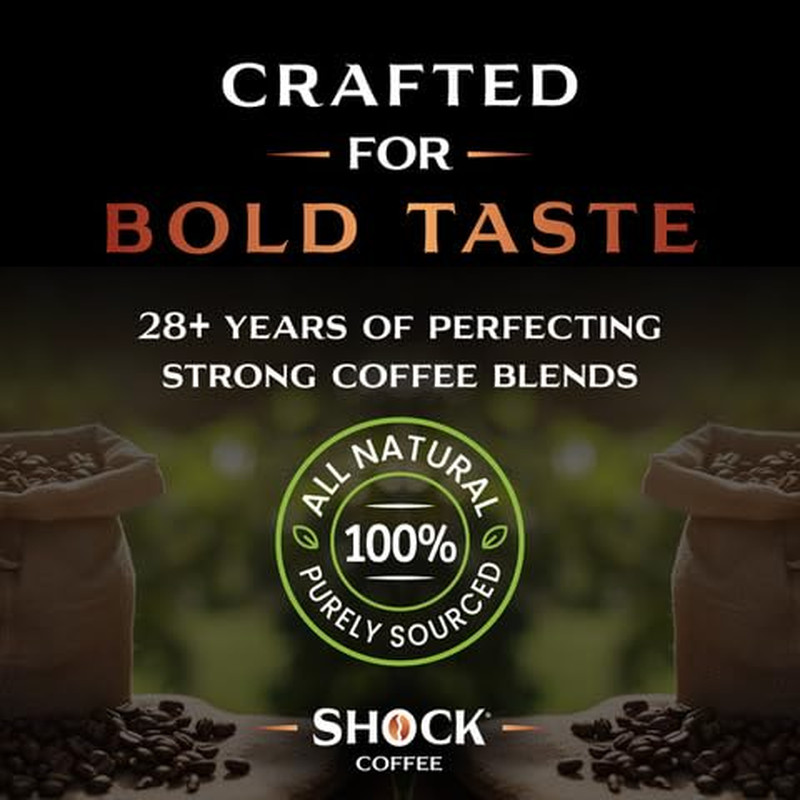 Shock Coffee Whole Bean the Strongest Caffeinated All-Natural Coffee 1 Pound