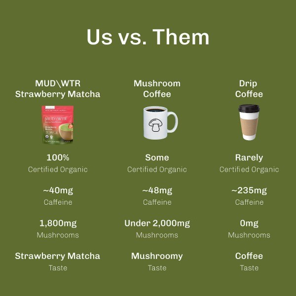 Organic Strawberry Matcha Mushroom Coffee Alternative – 2.1oz