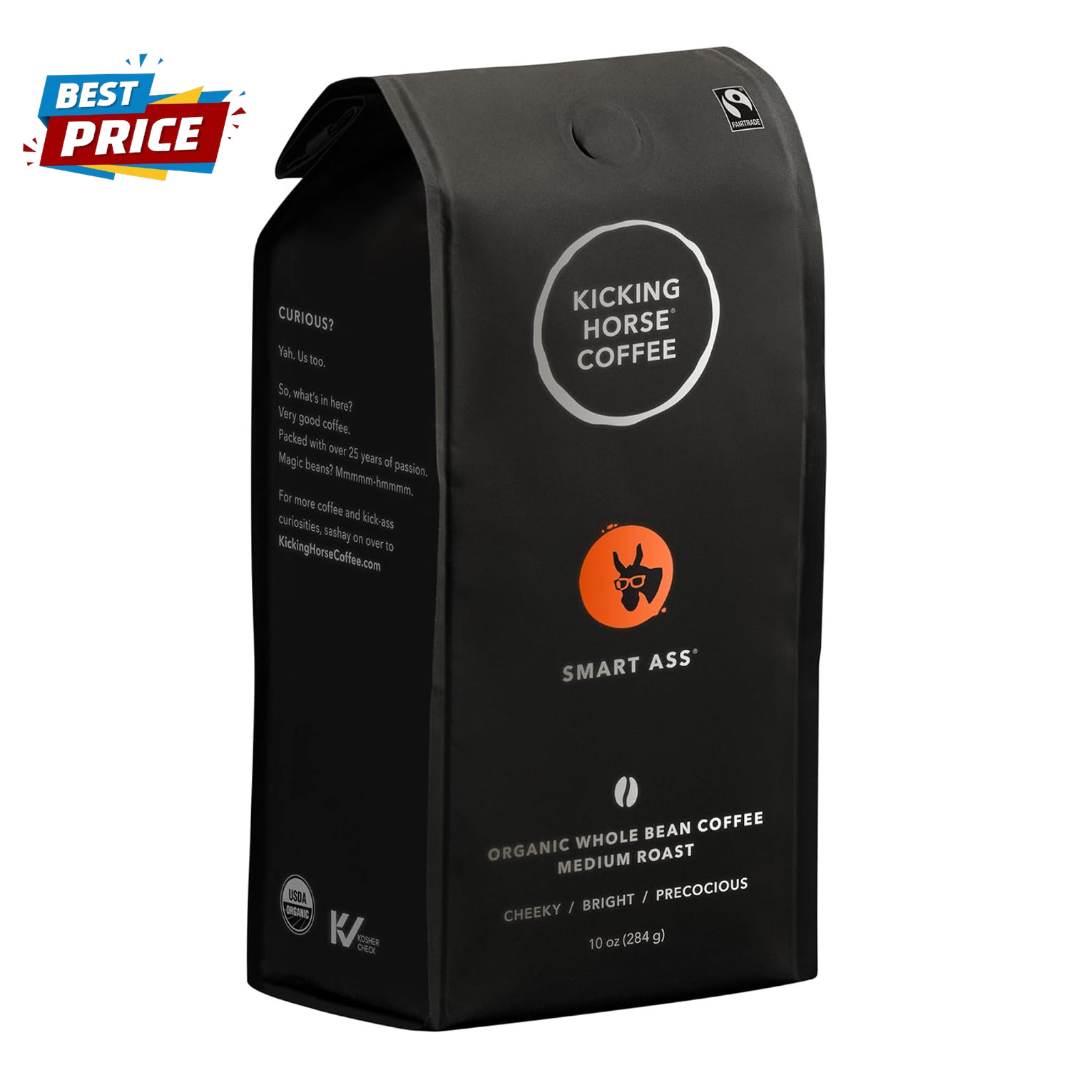 Coffee, Smart Ass, Medium Roast, Whole Bean, 10 Oz