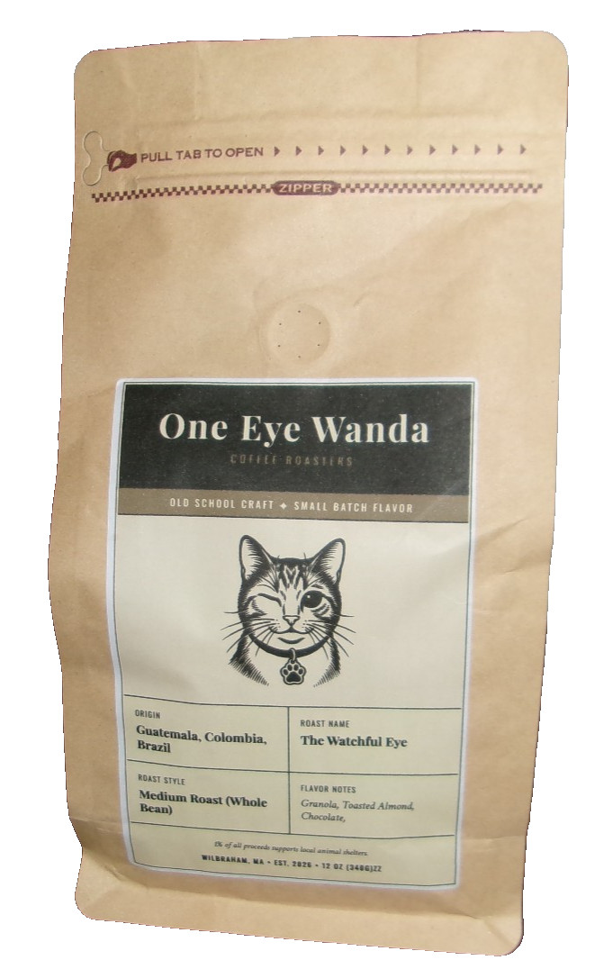One Eye Wanda Coffee Roasters. Guatemala, Columbia, Brazil Blend. Bean