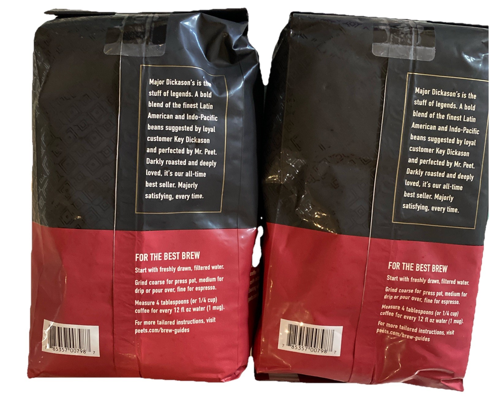 2pk Peet’s Major Dickason’s Blend Dark Roast Whole Bean Coffee 2lbs Bag By 12/26