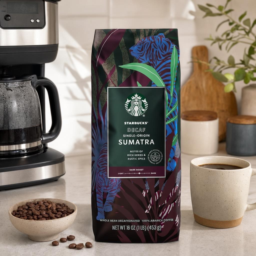 Starbucks Whole Bean Coffee, Decaf Sumatra, 16-Ounce Bag