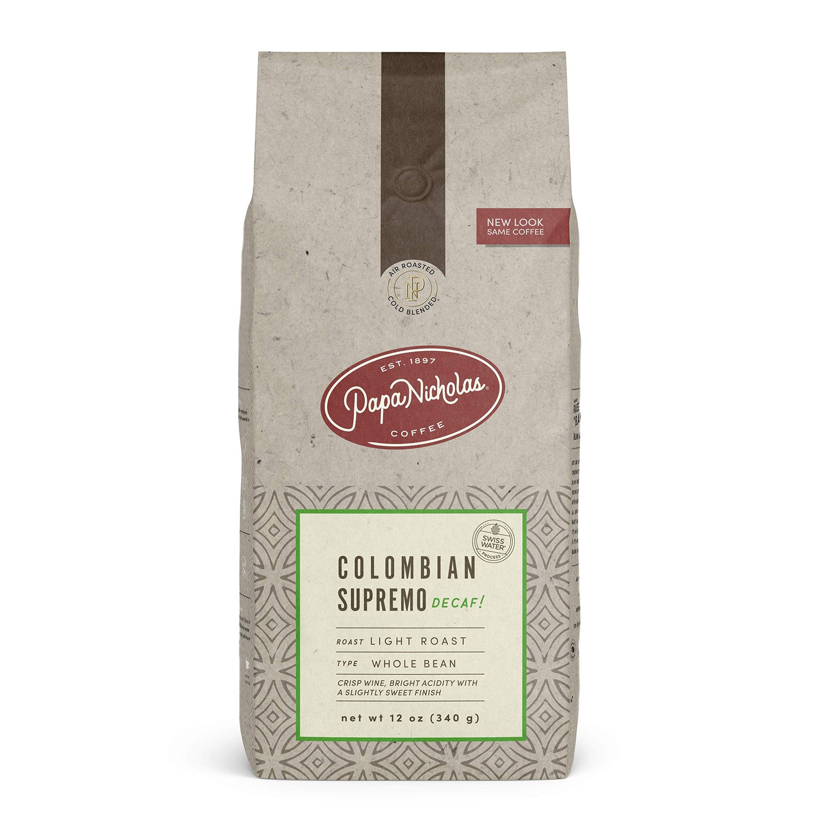 Decaffeinated Colombian Whole Bean Coffee 12 oz Medium Roast Decaf Arabica