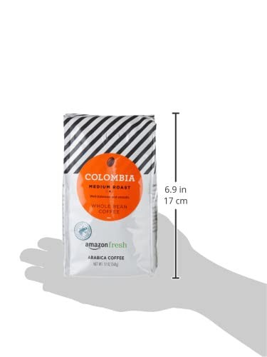 Amazon Fresh Colombia Whole Bean Coffee, Medium Roast, 12 Ounce (Pack of 1)