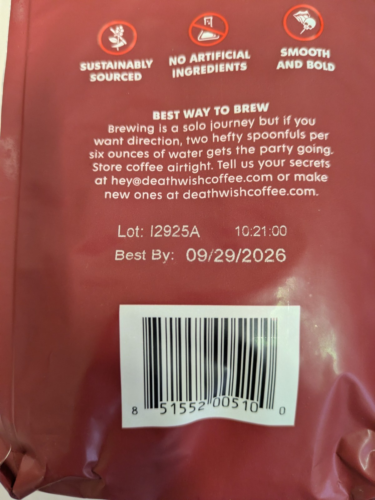 Death Wish Coffee, Organic and Fair Trade Dark Roast Whole Bean Coffee, 16 oz