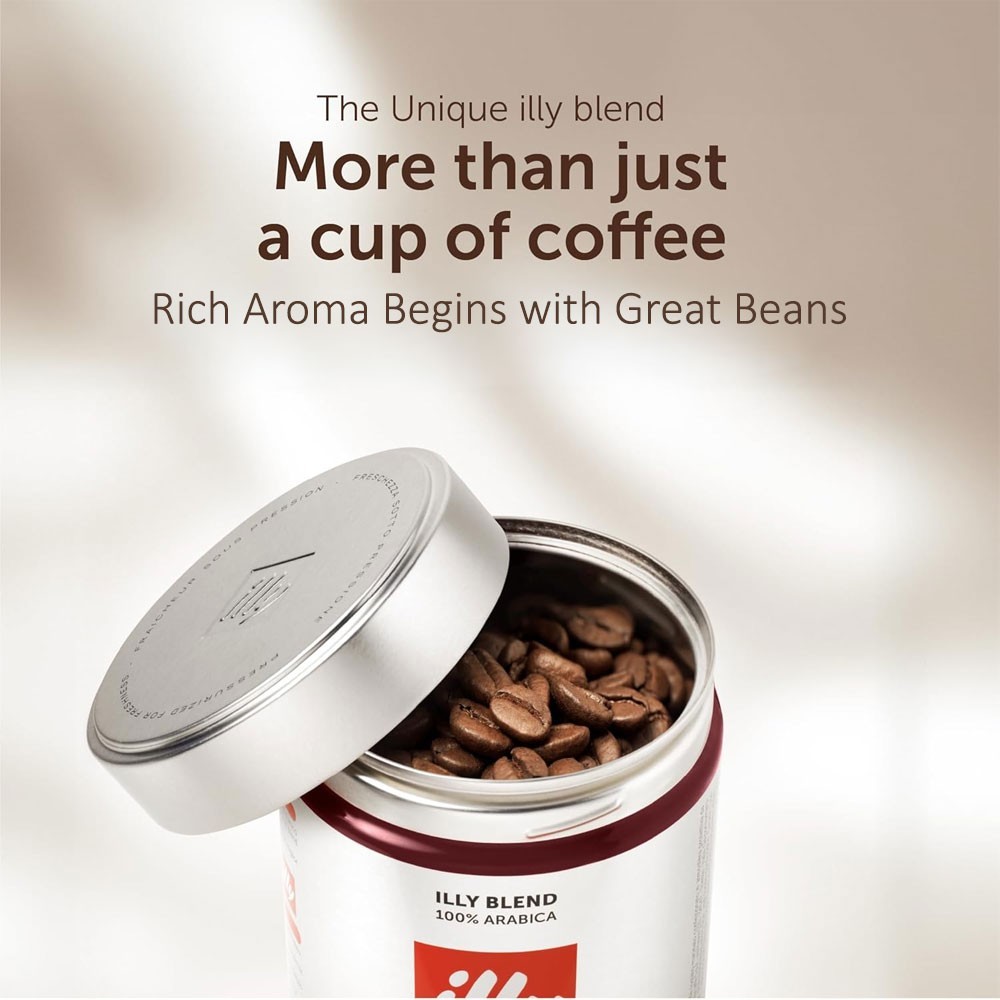 illy Intenso Whole Bean Coffee in Tin 100% Arabica Dark Roast 250g – PACK OF 6