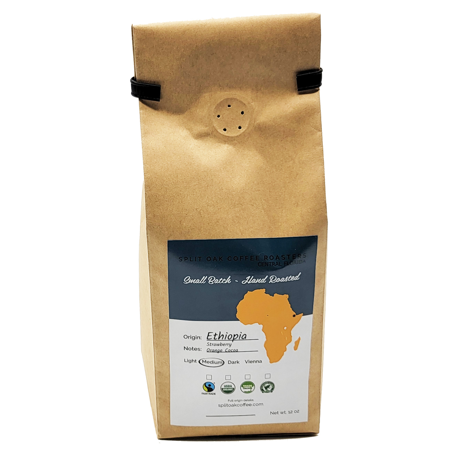 Organic Ethiopia Whole Bean 12oz – Medium Roast