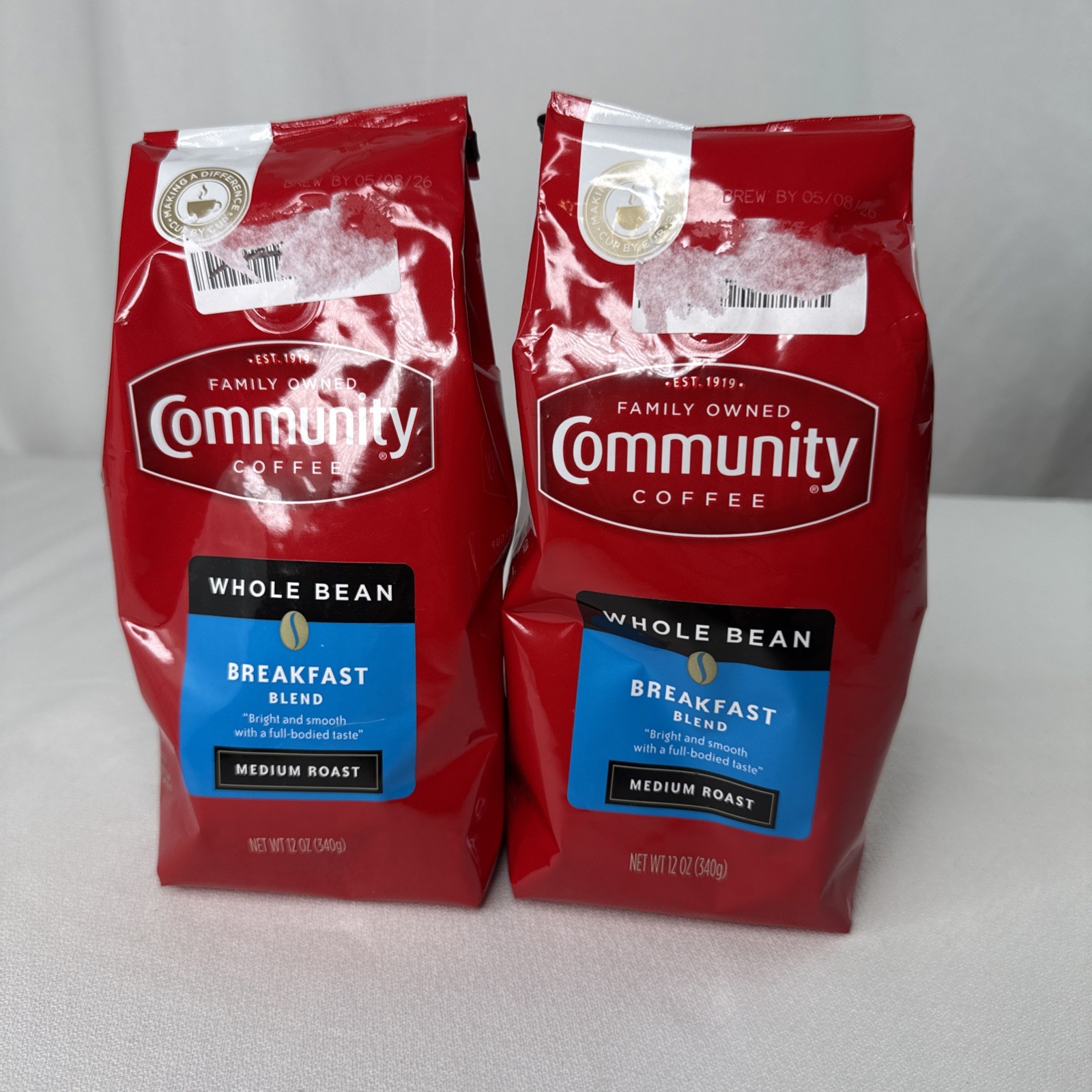 2 PC (24 Oz Total) Community Whole Bean Breakfast Blend Coffee