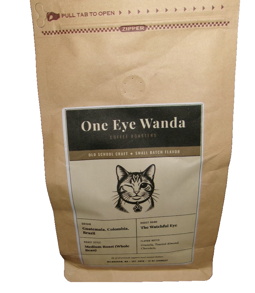 One Eye Wanda Coffee Roasters. Guatemala, Columbia, Brazil Blend. Bean