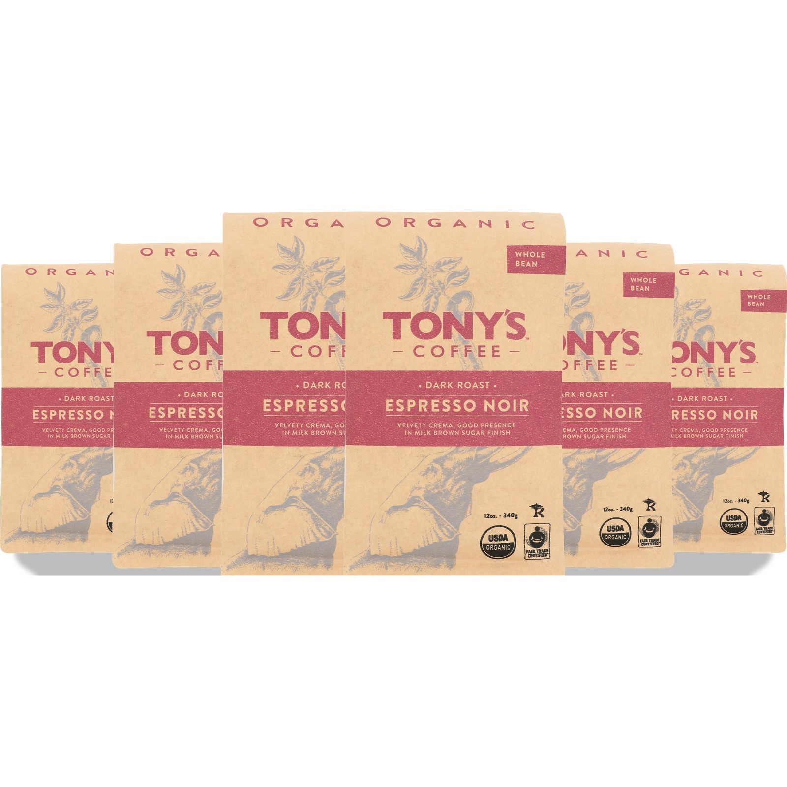 Espresso Noir Dark Roast Whole Bean Coffee By Tony’S 12 Oz 6 Pack
