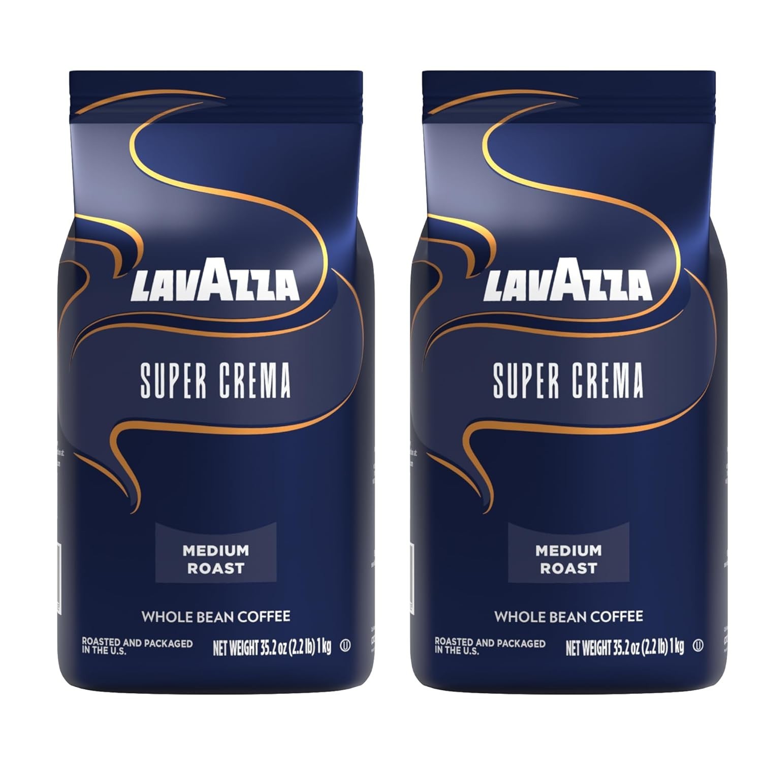 Lavazza Super Crema Whole Bean Coffee Medium Roast 2.2 lb Bags 2 Pack Espresso!