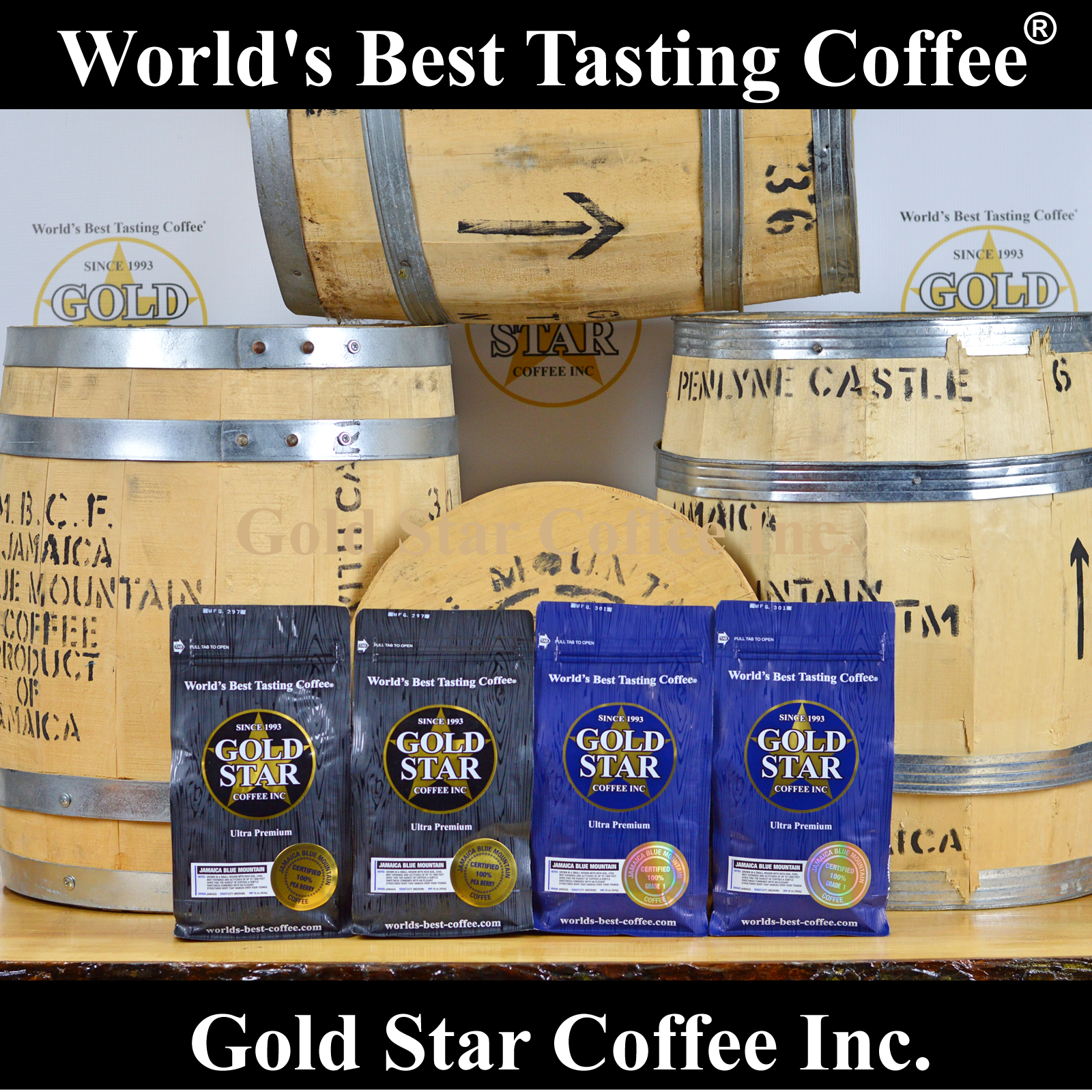 Jamaica Blue Mountain Coffee 2lb plus Blue Mountain PeaBerry 2lb = 4 lb. total