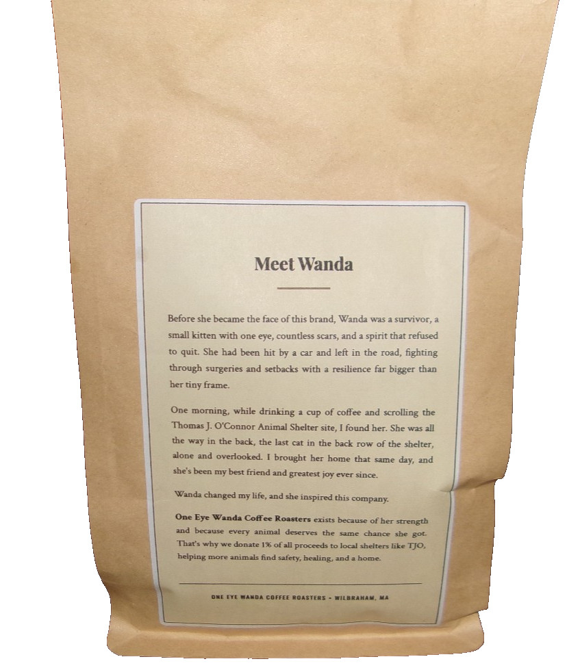 One Eye Wanda Coffee Roasters. Guatemala, Columbia, Brazil Blend. Bean