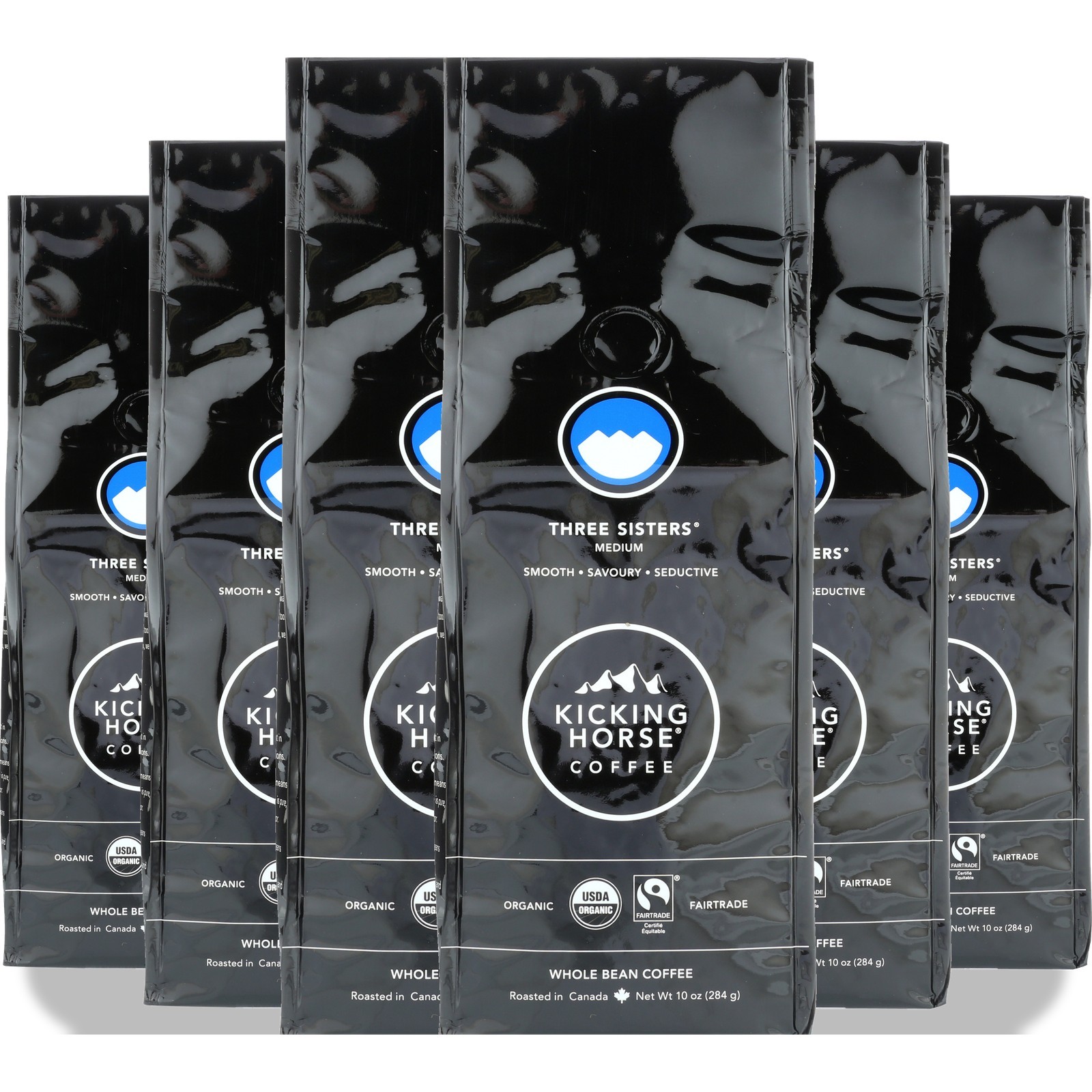 Kicking Horse Coffee Three Sisters Medium Roast Whole Bean Organic 10 Oz 6 Pack