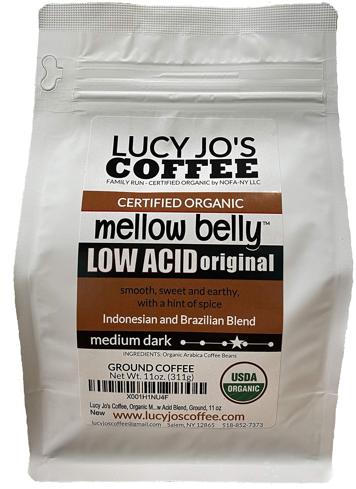Organic Low Acid Coffee Blend, Medium Dark Roast, Ground, 11 oz Bag