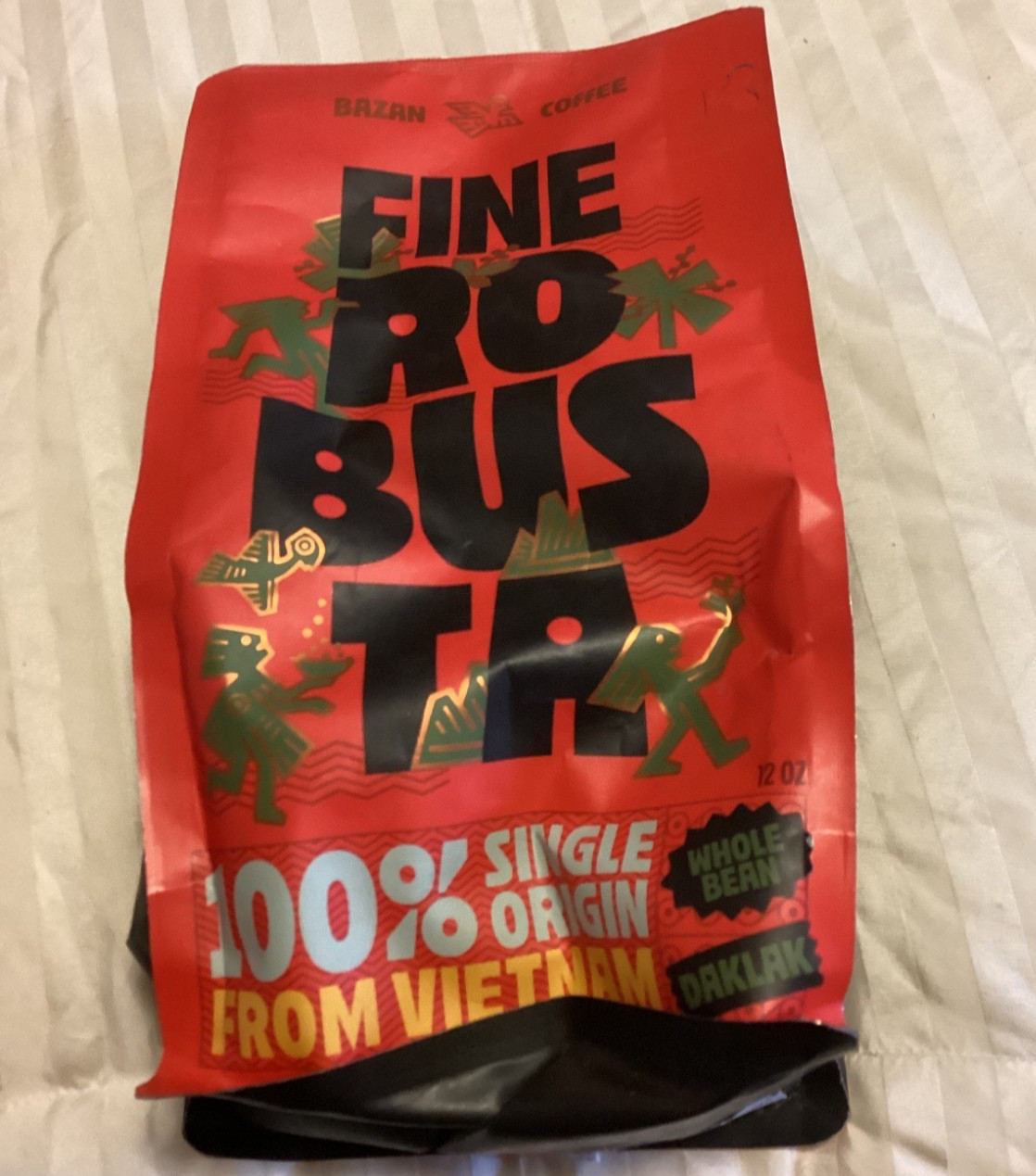 BAZAN COFFEE Fine Robusta Vietnamese Whole Bean, 12 Ounces, BB 08/03/26