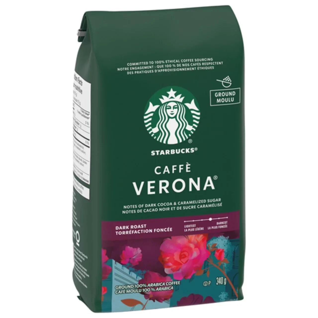 Starbucks Caffe Verona Dark Roast Ground Coffee 12oz 100% Arabica Cocoa Notes