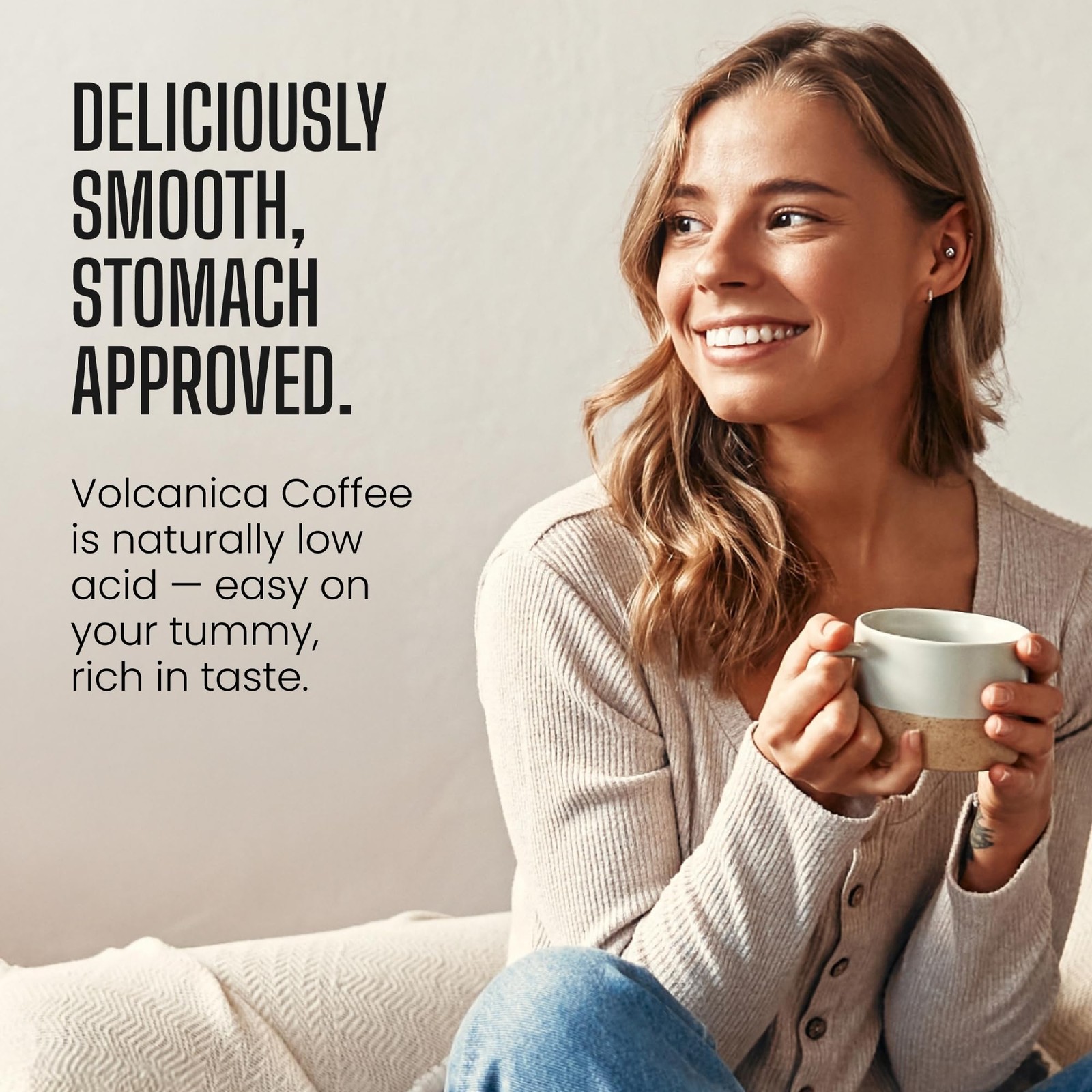 Low Acid Coffee Natural Blend Whole Bean Medium Fresh Roasted 16 oz Bag
