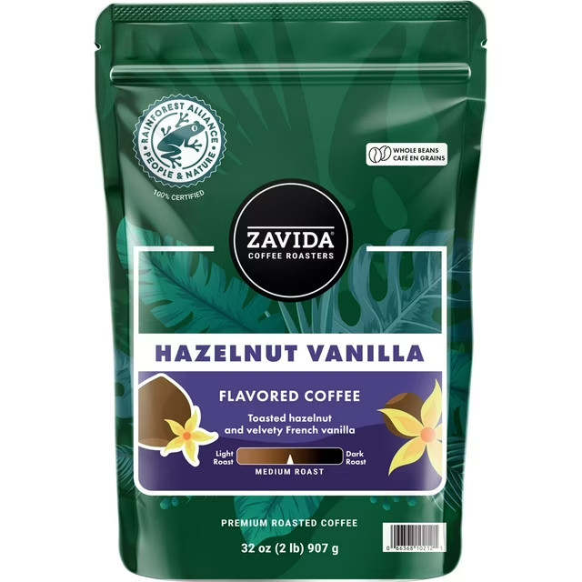 Zavida Coffee Whole Bean Coffee, Hazelnut Vanilla (32 oz.) Great Price