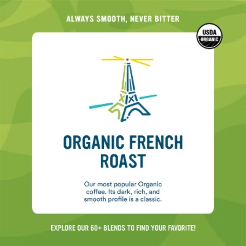 Organic French Dark Roast Whole Bean Coffee – 28oz