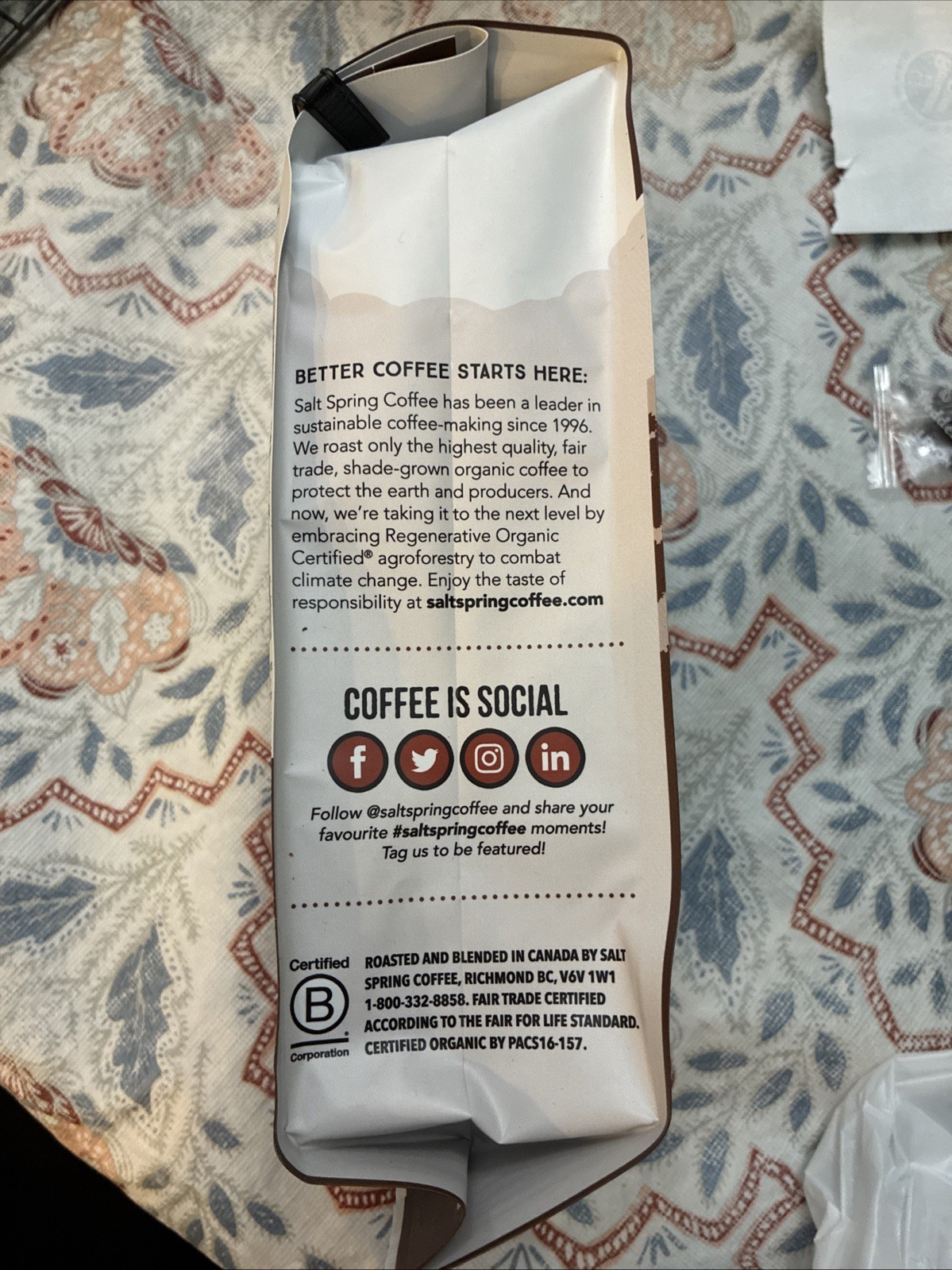 Salt Spring Organic Fair Trade French Roast Whole Bean Coffee – 12 Ounce