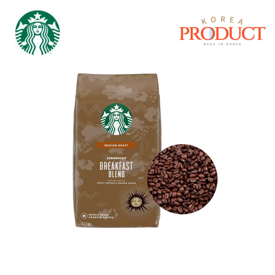 STARBUCKS Breakfast Blend Whole Bean Coffee 1.13kg Medium Roast Latin American
