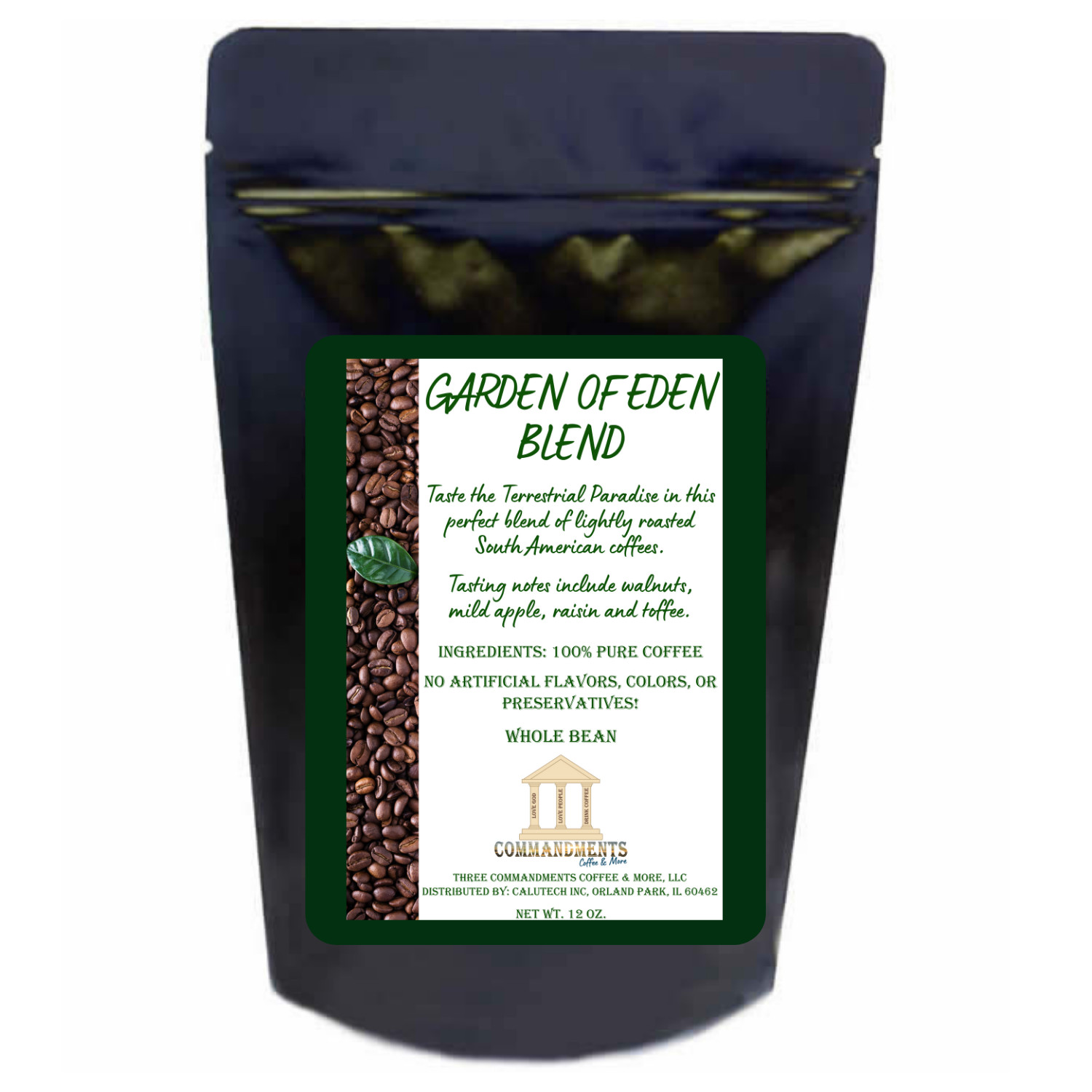 GARDEN OF EDEN Signature Blend ~ Light Roast ~ 12 oz ~ Whole Bean or Ground