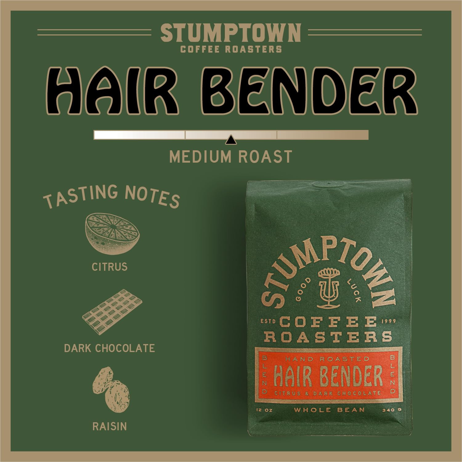 , Hair Bender – Whole Bean Coffee – 12 Ounce Bag, Flavor Notes of Citrus and Dar