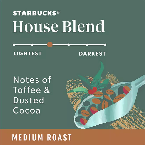 2 Packs Starbucks House Blend Whole Bean Coffee 40 oz Each Pack = 80 oz
