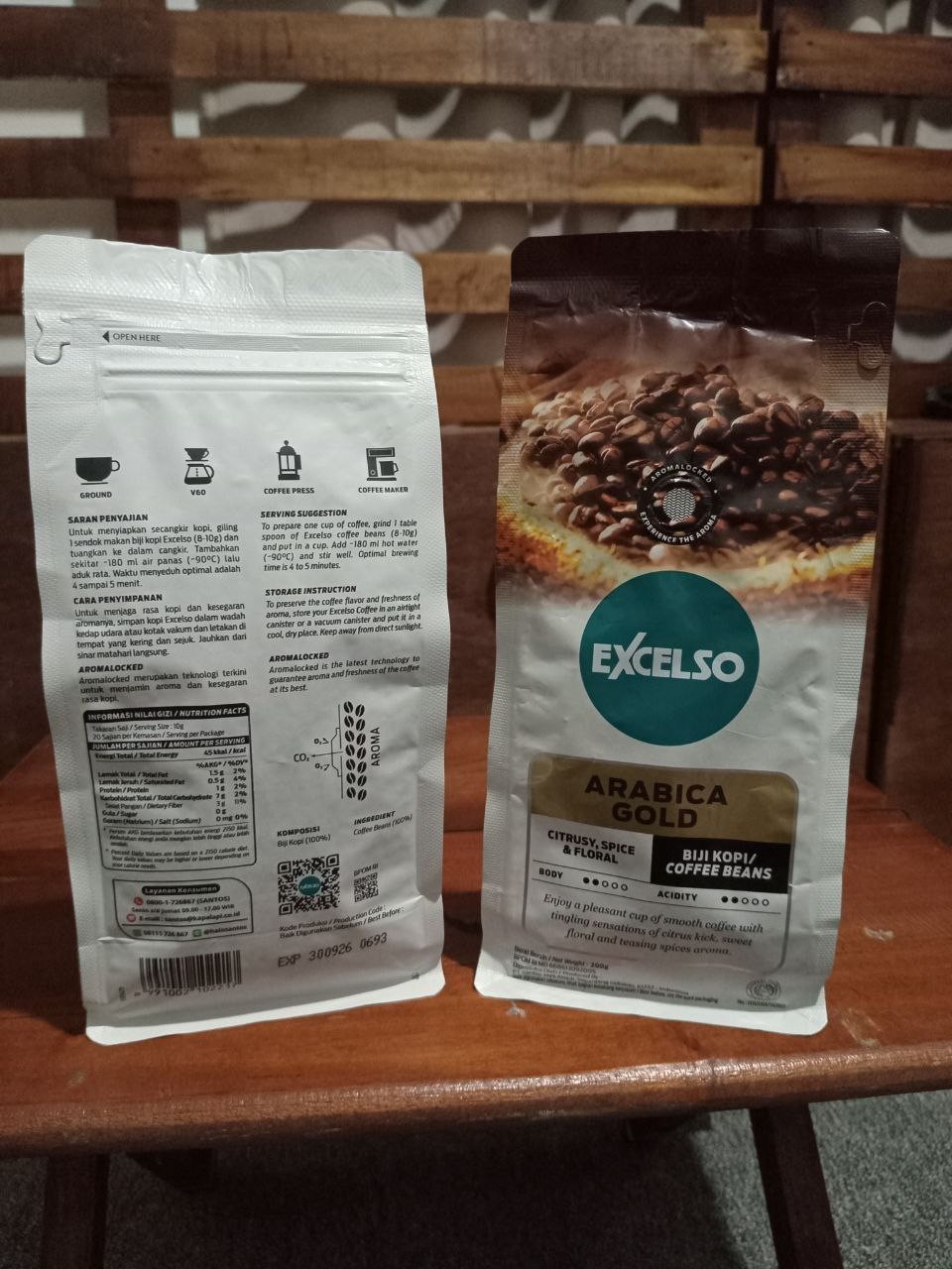 Excelso Arabica Gold Coffee Beans 200g– Ideal for V60, French Press & Drip Coffe