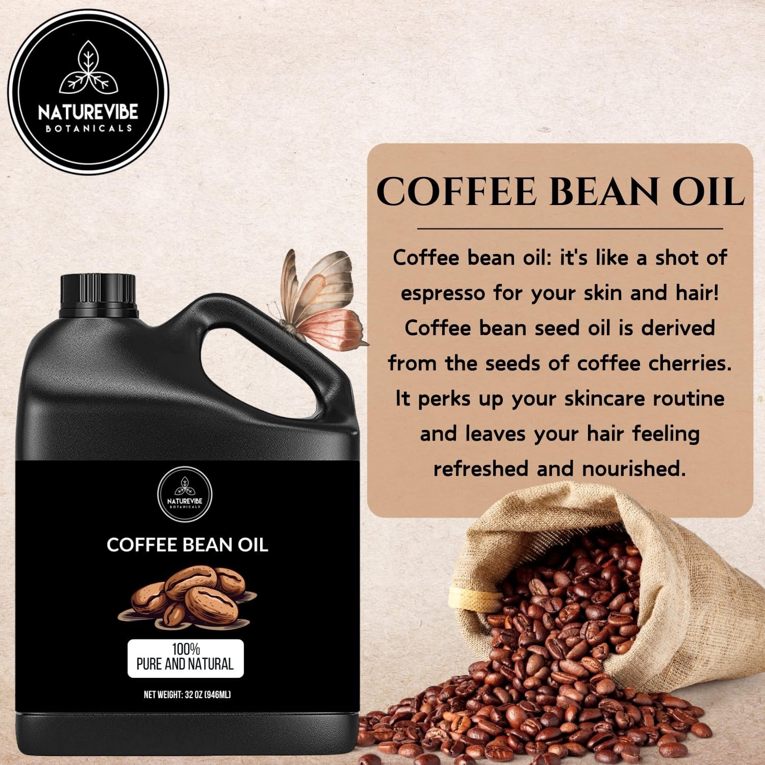 Coffee Bean Oil 32 Ounces | 100% Pure and Natural | Great for Skin Care and H…