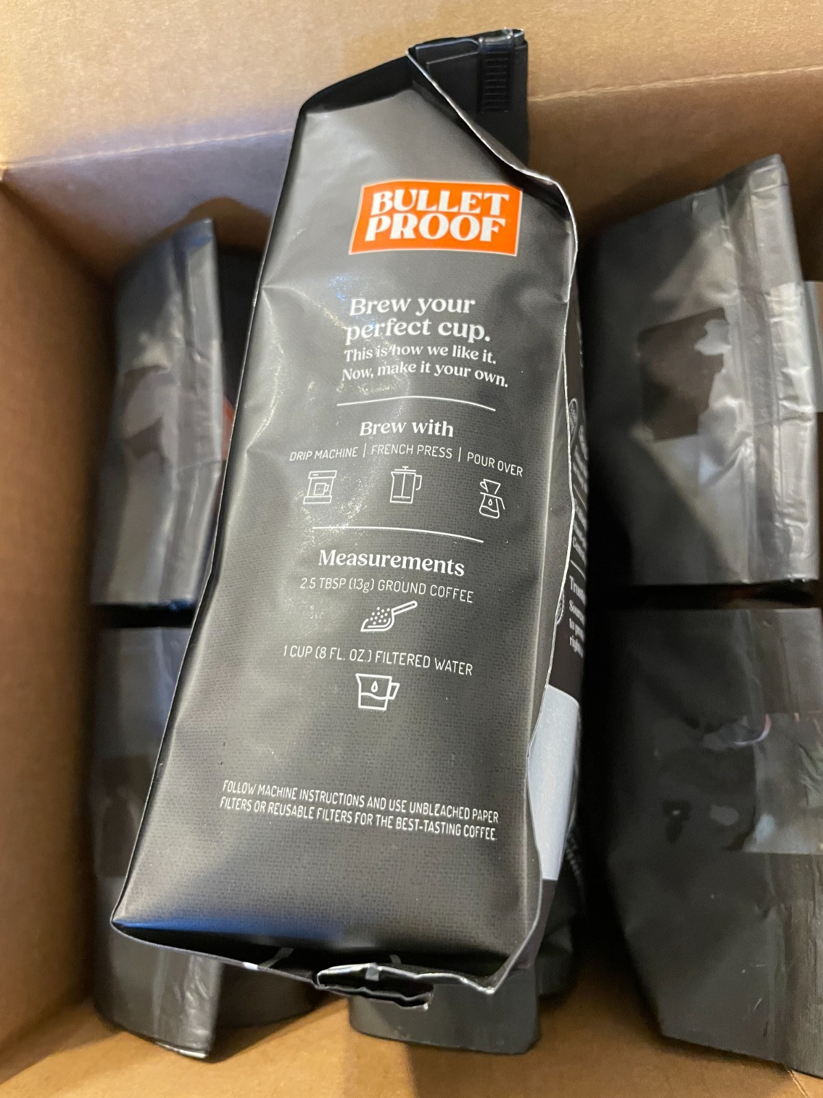 6 PACK BULLET PROOF FRENCH KICK Coffee Whole Bean Dark Roast, 12 oz BB 1/20/2027