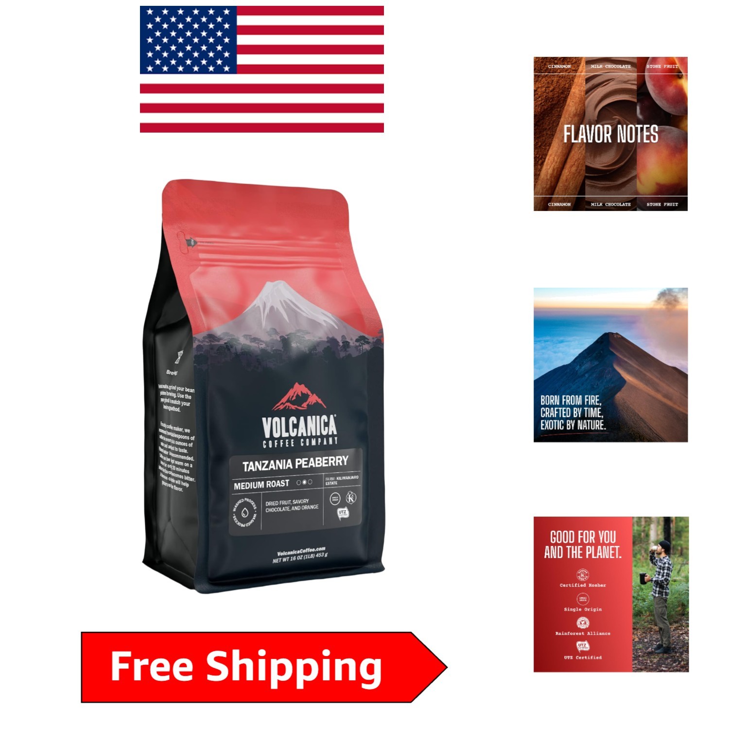 Medium Roast 100% Arabica Tanzania Peaberry Coffee – 16 oz for Gourmets