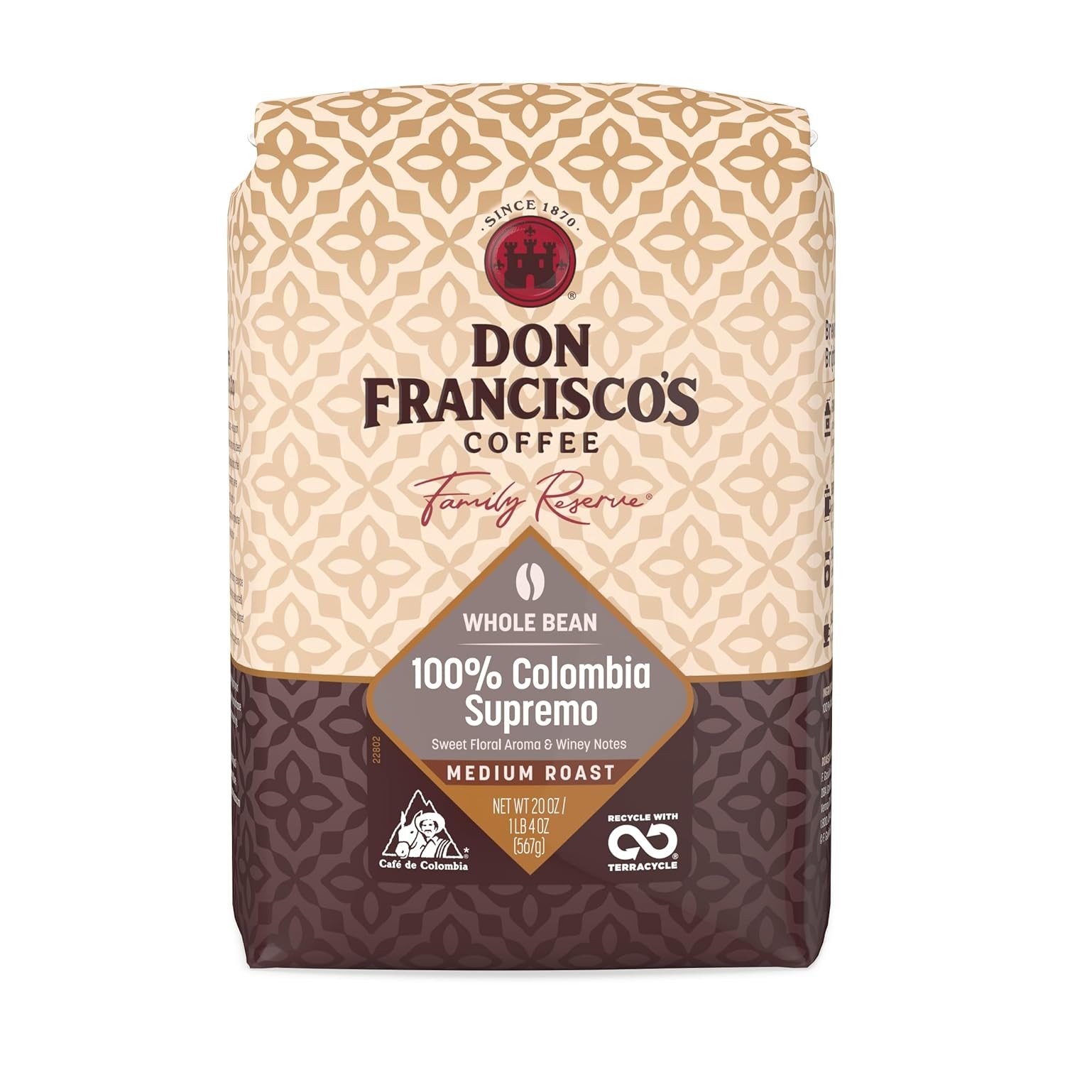 Colombia Supremo 100% Arabica Whole Bean Coffee Medium Roast Beans 100%