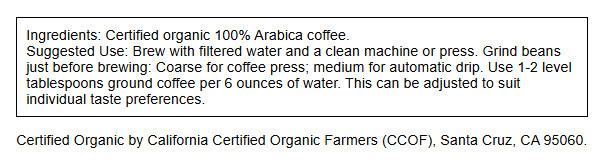 Swanson Organic House Blend Whole Bean Coffee – Medium Roast 16 oz Package