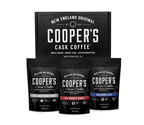 Bourbon Barrel Aged Coffee Set, Single Origin 4 Ounce (Pack of 3) Whole Bean