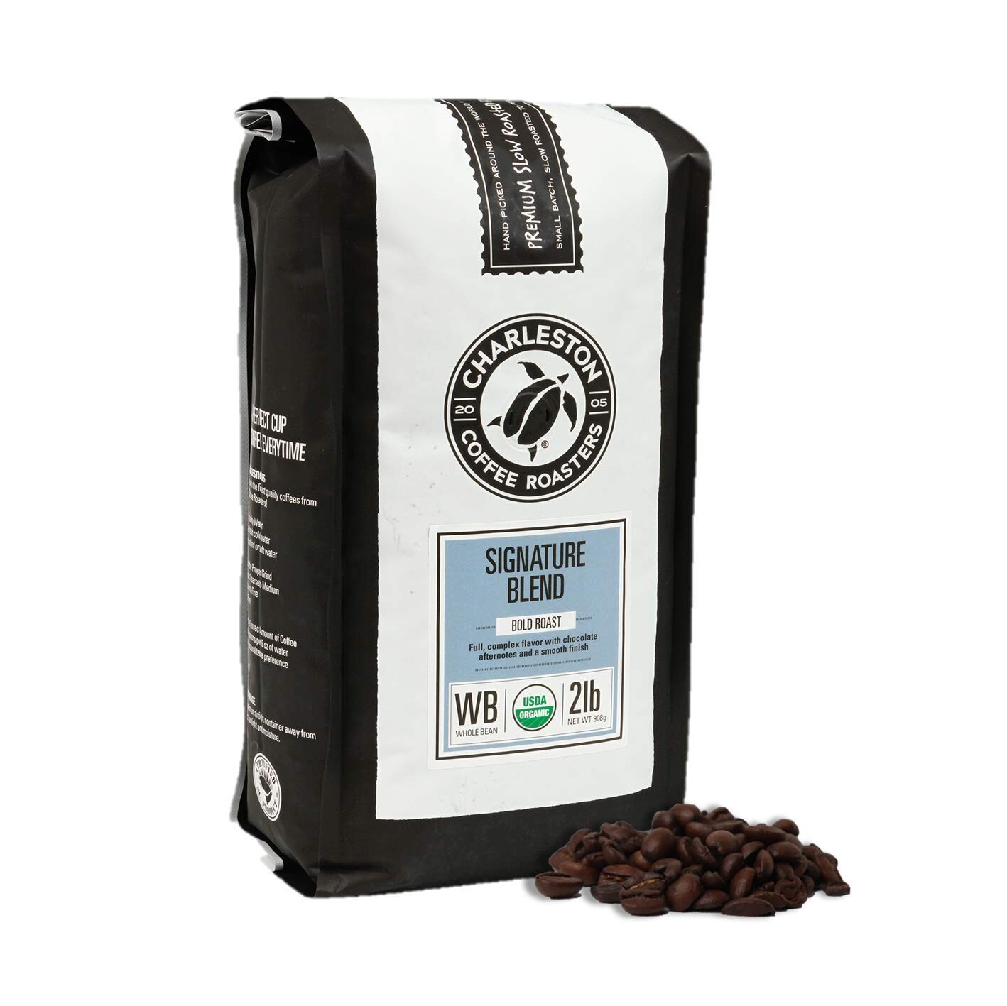 Charleston Coffee Roasters Organic Dark Roast Signature Blend 2 Lb Whole Bean