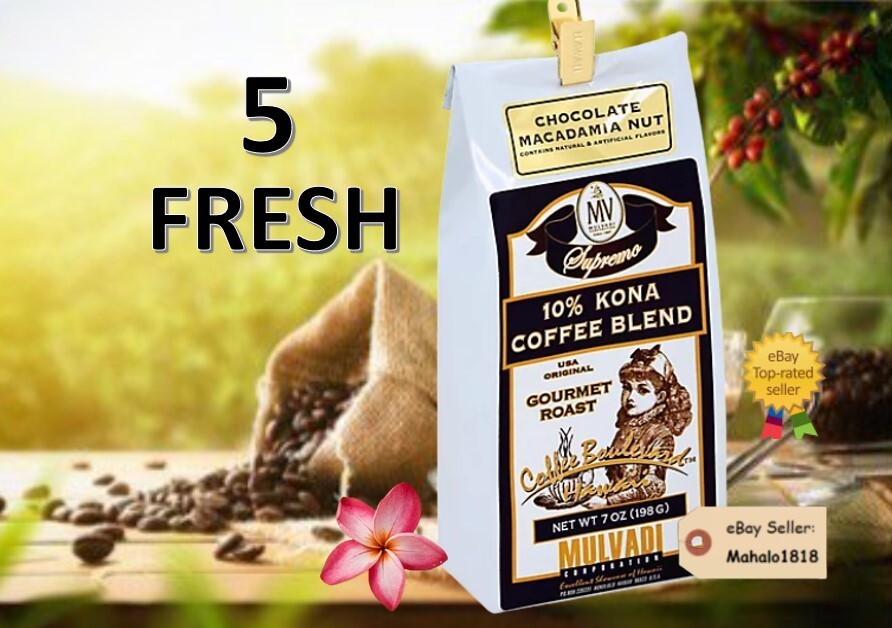 FIVE Hawaii Coffee Mulvadi 10% KONA BLEND COFFEE CHOCOLATE MACNUT GROUND